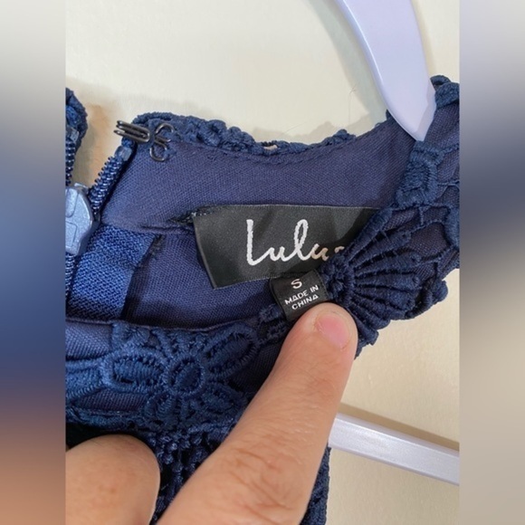 Lulus Love Poem Navy Blue Lace Mini Dress NWT Size Small - Picture 3 of 8